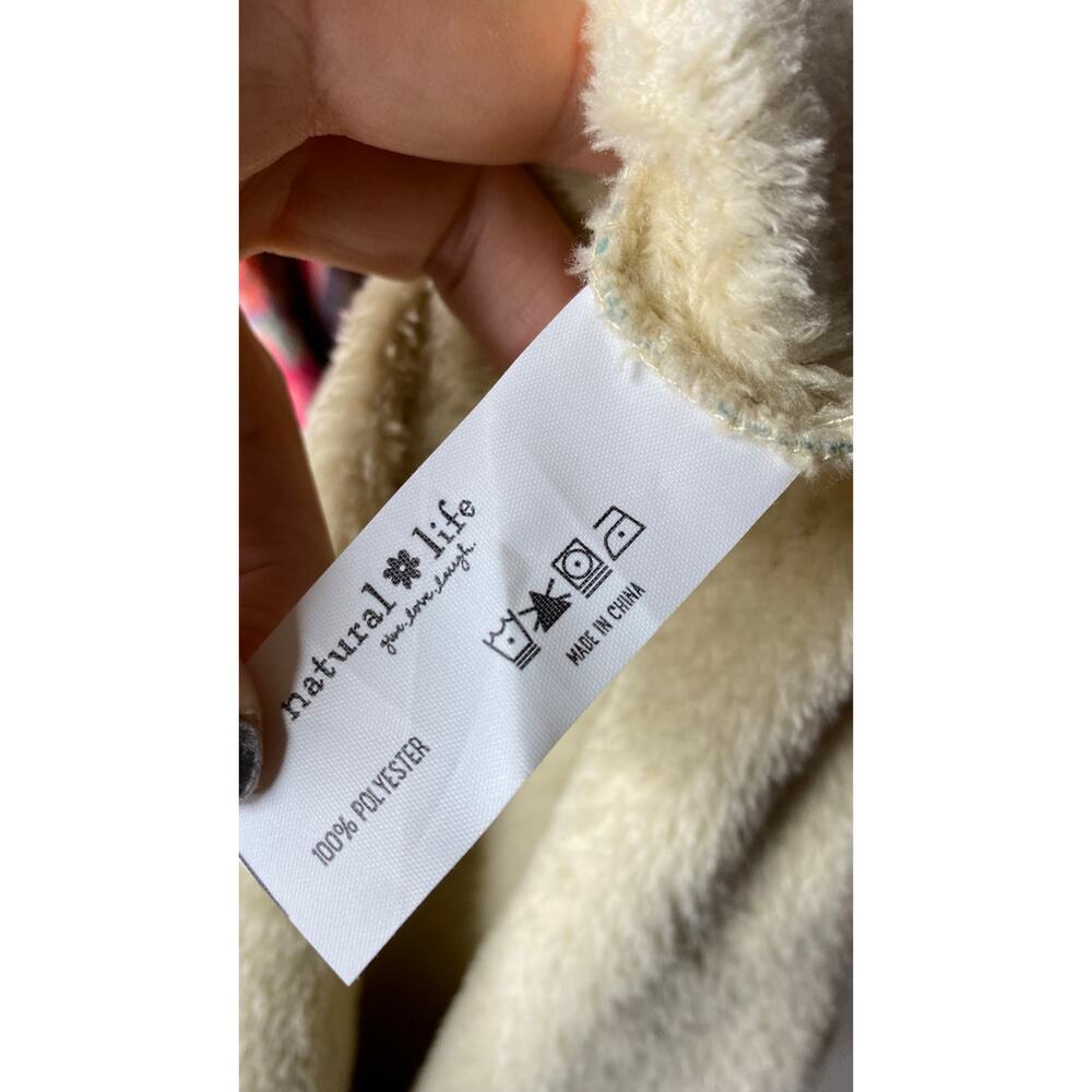 Natural Life Women's XL Fleece Robe Lounge Patchwork Floral Bright Boho Casual - Picture 5 of 5